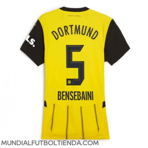 Camiseta Borussia Dortmund Ramy Bensebaini #5 Primera Equipación Replica 2024-25 para mujer mangas cortas